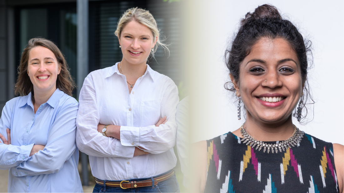 Die Gründerinnen Dr. Katharina Ostaszewski und Henriette Struckmann von der PhySens GmbH und Dr. Gopika Suresh von der Marble Imaging GmbH.