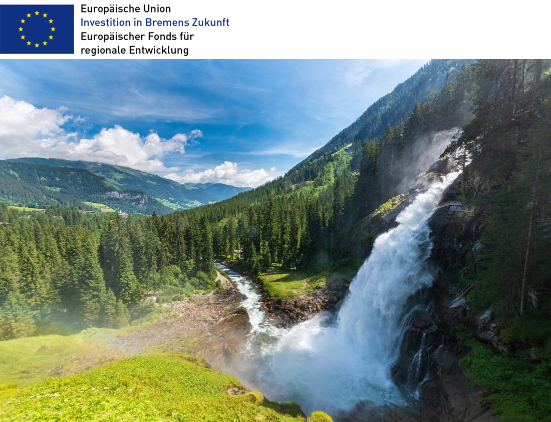 Natur mit Wasserfall und Wald