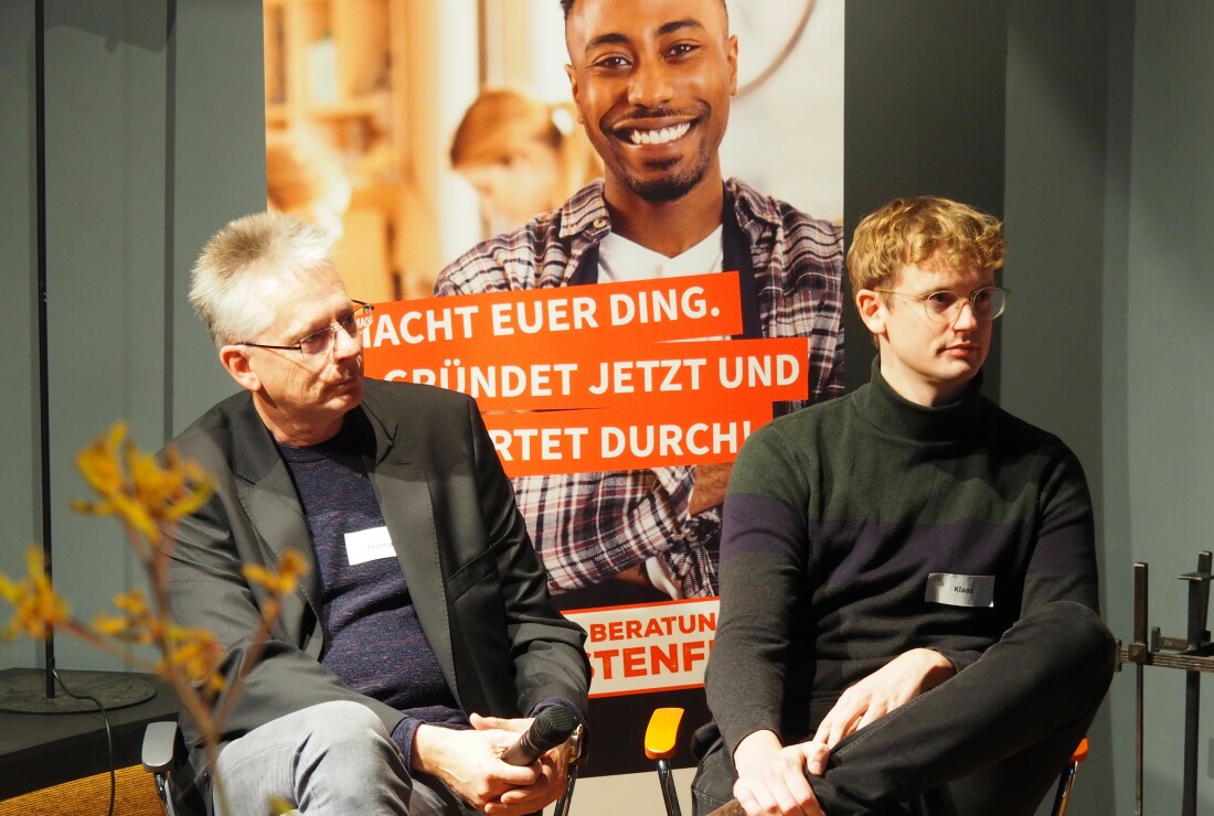 Thomas und Klaas Henning beim Fireside Chat des Starthauses