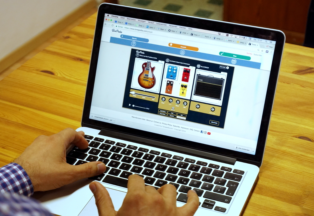 der Tonepedia Player auf einem Laptop der Tonepedia Player auf einem Laptop